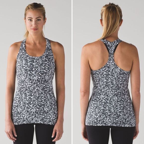 lululemon athletica Tops - Lululemon Cool Racerback II in Ice Breaker White Black Size 6